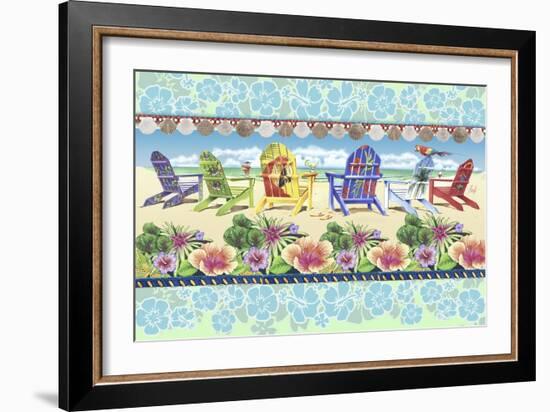 Coastal Chairs Floral-James Mazzotta-Framed Giclee Print