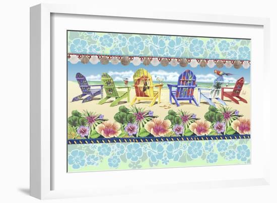 Coastal Chairs Floral-James Mazzotta-Framed Giclee Print