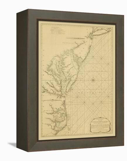 Coastal Chart of the East Coast-Captain N. Holland-Framed Stretched Canvas