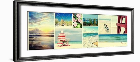 Coastal Collage Panel-Gail Peck-Framed Art Print