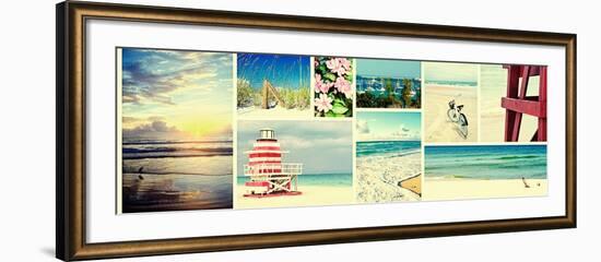 Coastal Collage Panel-Gail Peck-Framed Art Print