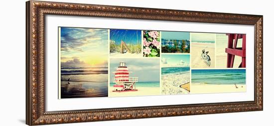 Coastal Collage Panel-Gail Peck-Framed Art Print