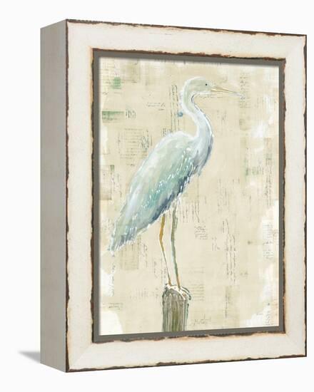 Coastal Egret I v2 no Aqua-Sue Schlabach-Framed Stretched Canvas