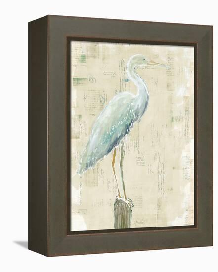 Coastal Egret I v2 no Aqua-Sue Schlabach-Framed Stretched Canvas