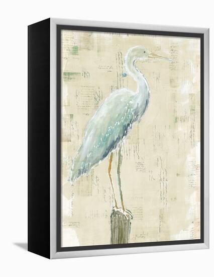 Coastal Egret I v2 no Aqua-Sue Schlabach-Framed Stretched Canvas