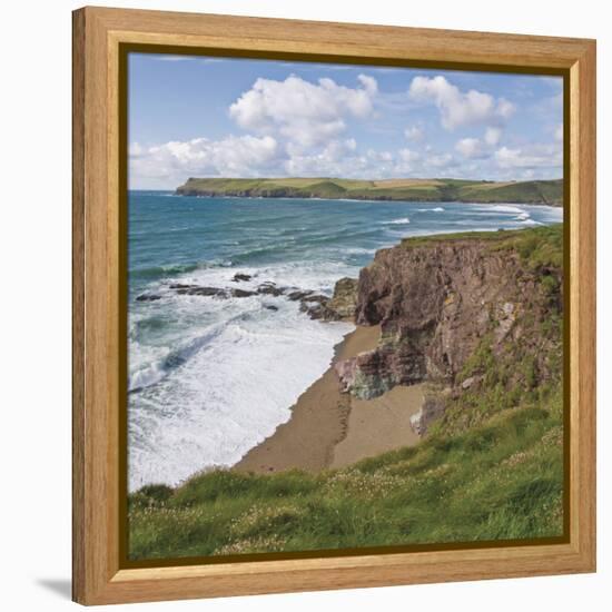 Coastal Footpath Between Haymer Bay Rock and Polzeath, Cornwall, England, United Kingdom, Europe-David Hughes-Framed Premier Image Canvas