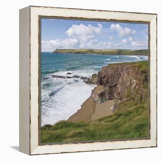 Coastal Footpath Between Haymer Bay Rock and Polzeath, Cornwall, England, United Kingdom, Europe-David Hughes-Framed Premier Image Canvas