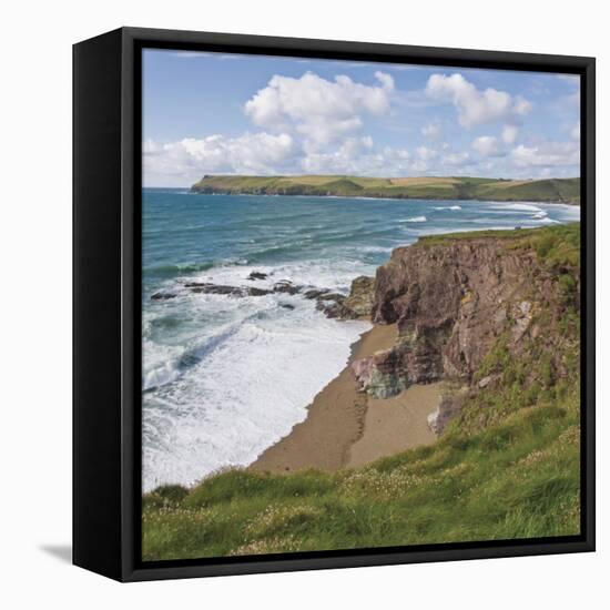 Coastal Footpath Between Haymer Bay Rock and Polzeath, Cornwall, England, United Kingdom, Europe-David Hughes-Framed Premier Image Canvas