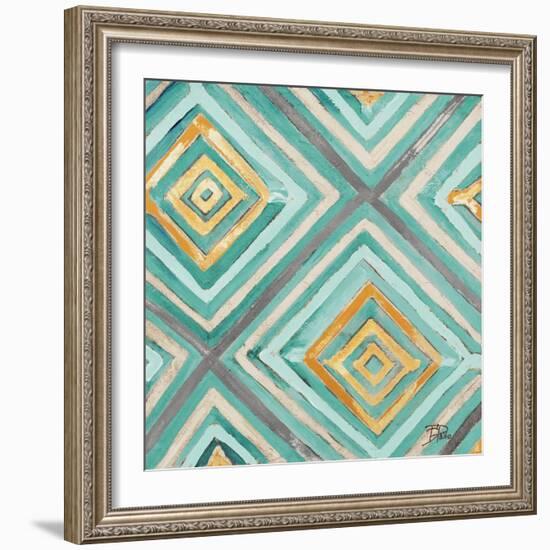 Coastal Ikat with Gold I-Patricia Pinto-Framed Art Print