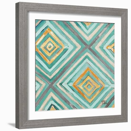 Coastal Ikat with Gold I-Patricia Pinto-Framed Art Print