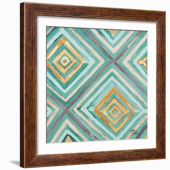 Coastal Ikat with Gold I-Patricia Pinto-Framed Art Print