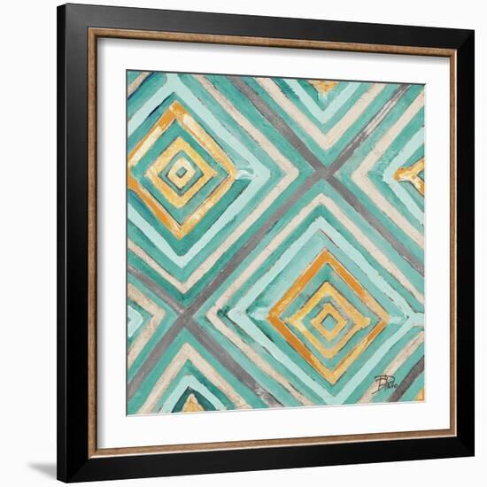 Coastal Ikat with Gold I-Patricia Pinto-Framed Art Print