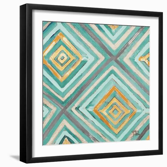 Coastal Ikat with Gold I-Patricia Pinto-Framed Art Print