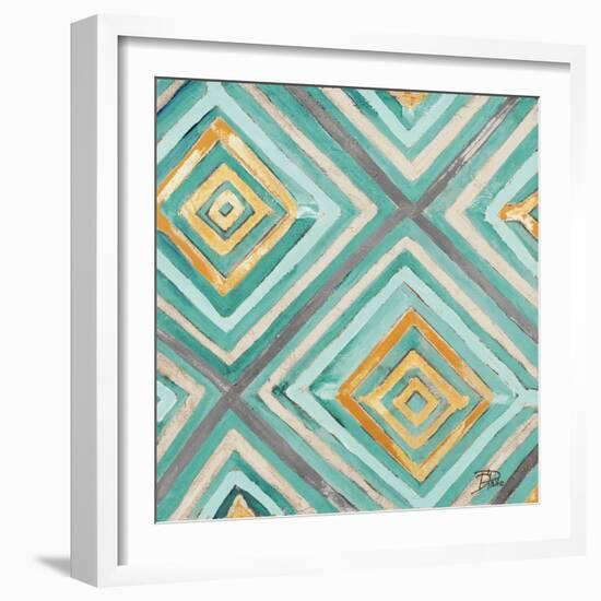 Coastal Ikat with Gold I-Patricia Pinto-Framed Art Print