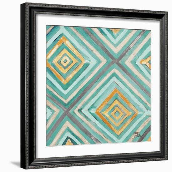 Coastal Ikat with Gold I-Patricia Pinto-Framed Art Print