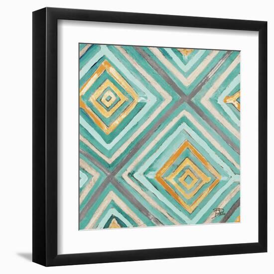 Coastal Ikat with Gold I-Patricia Pinto-Framed Art Print