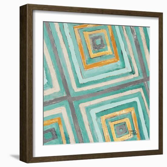 Coastal Ikat with Gold II-Patricia Pinto-Framed Art Print