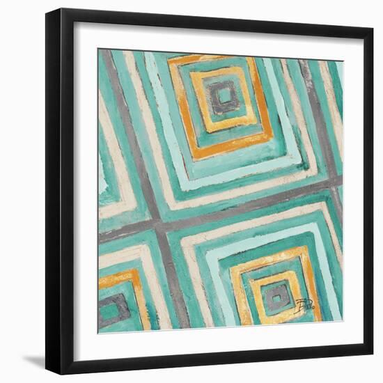 Coastal Ikat with Gold II-Patricia Pinto-Framed Art Print