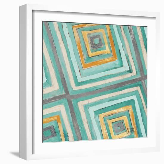 Coastal Ikat with Gold II-Patricia Pinto-Framed Art Print