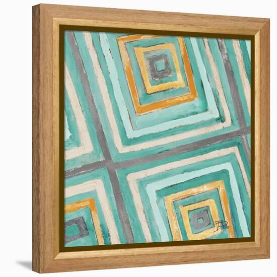 Coastal Ikat with Gold II-Patricia Pinto-Framed Stretched Canvas