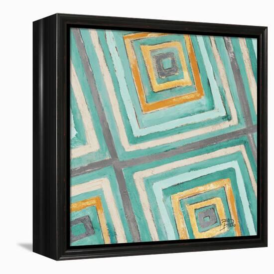 Coastal Ikat with Gold II-Patricia Pinto-Framed Stretched Canvas