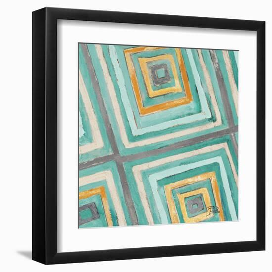 Coastal Ikat with Gold II-Patricia Pinto-Framed Art Print