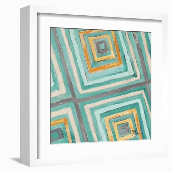 Coastal Ikat with Gold II-Patricia Pinto-Framed Art Print