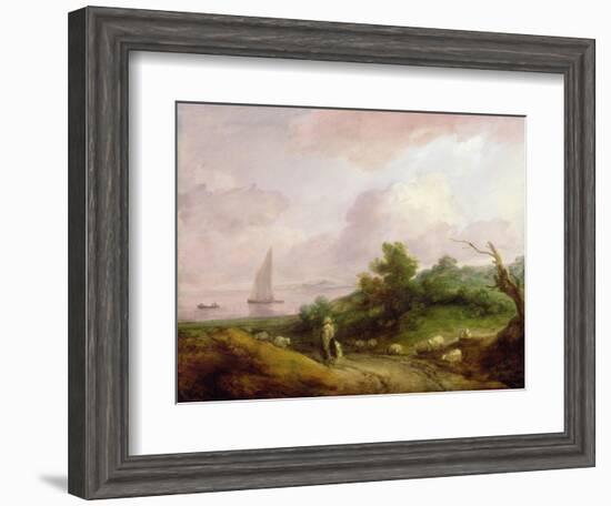 Coastal Landscape with a Shepherd and His Flock, C.1783-4-Thomas Gainsborough-Framed Giclee Print