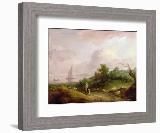 Coastal Landscape with a Shepherd and His Flock, C.1783-4-Thomas Gainsborough-Framed Giclee Print