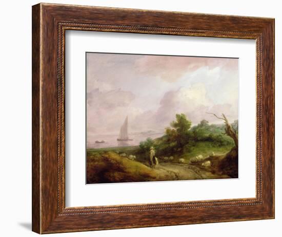 Coastal Landscape with a Shepherd and His Flock, C.1783-4-Thomas Gainsborough-Framed Giclee Print