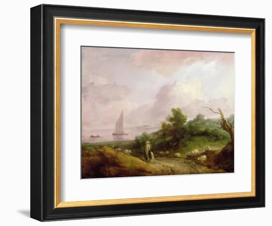 Coastal Landscape with a Shepherd and His Flock, C.1783-4-Thomas Gainsborough-Framed Giclee Print