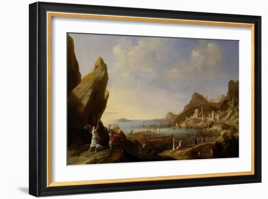 Coastal Landscape with Balaam and the Ass, 1634-Bartholomeus Breenbergh-Framed Giclee Print