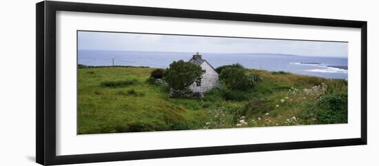 Coastal Landscape with White Stone House, Galway Bay, the Burren Region, Ireland-null-Framed Photographic Print