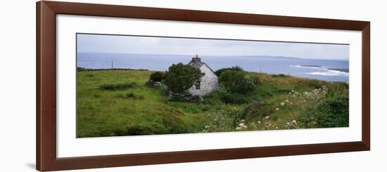 Coastal Landscape with White Stone House, Galway Bay, the Burren Region, Ireland-null-Framed Photographic Print