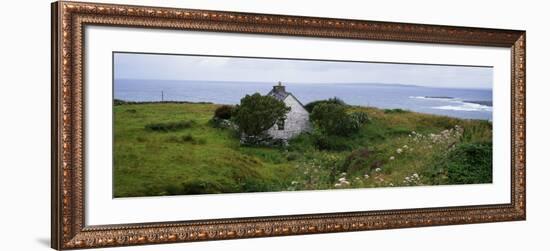 Coastal Landscape with White Stone House, Galway Bay, the Burren Region, Ireland-null-Framed Photographic Print