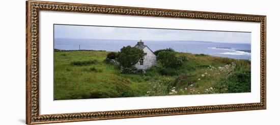 Coastal Landscape with White Stone House, Galway Bay, the Burren Region, Ireland-null-Framed Photographic Print