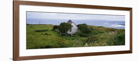 Coastal Landscape with White Stone House, Galway Bay, the Burren Region, Ireland-null-Framed Photographic Print