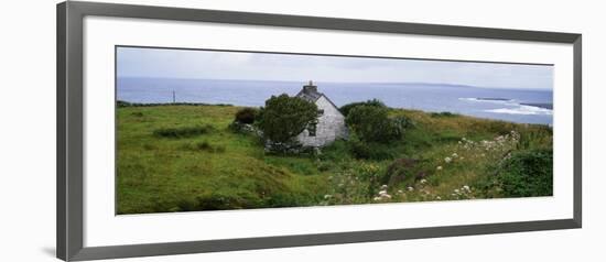 Coastal Landscape with White Stone House, Galway Bay, the Burren Region, Ireland-null-Framed Photographic Print