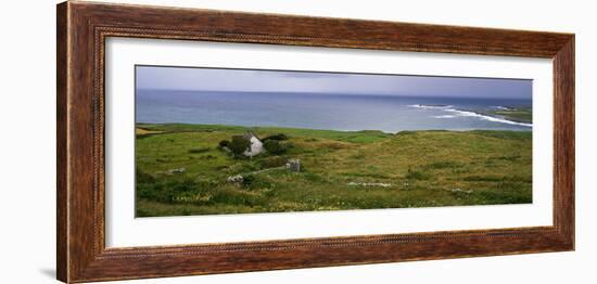 Coastal Landscape with White Stone House, Galway Bay, the Burren Region, Ireland-null-Framed Photographic Print