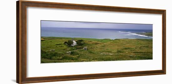 Coastal Landscape with White Stone House, Galway Bay, the Burren Region, Ireland-null-Framed Photographic Print