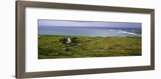 Coastal Landscape with White Stone House, Galway Bay, the Burren Region, Ireland-null-Framed Photographic Print