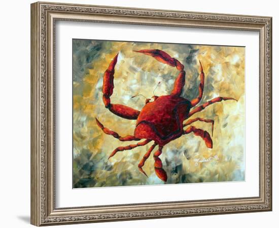 Coastal Luxe Crab-Megan Aroon Duncanson-Framed Art Print