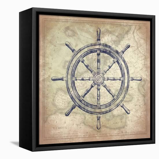 Coastal Map-Jace Grey-Framed Stretched Canvas