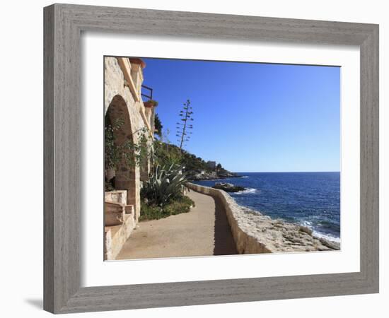 Coastal Path, Cap D'Ail, Cote D'Azur, Provence, French Riviera, Mediterranean, France, Europe-Wendy Connett-Framed Photographic Print