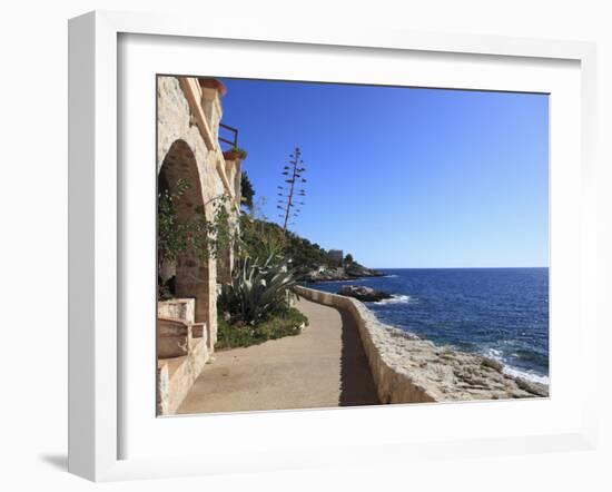 Coastal Path, Cap D'Ail, Cote D'Azur, Provence, French Riviera, Mediterranean, France, Europe-Wendy Connett-Framed Photographic Print