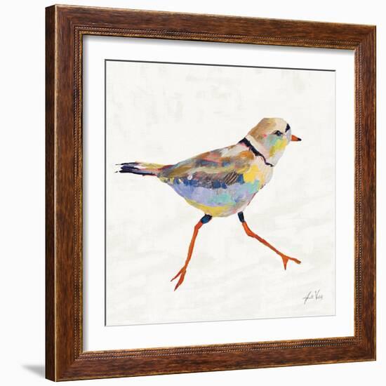 Coastal Plover I Linen-Jeanette Vertentes-Framed Art Print