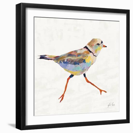 Coastal Plover I Linen-Jeanette Vertentes-Framed Art Print