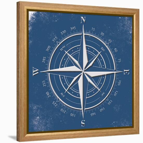 Coastal Pop Compass-Jace Grey-Framed Stretched Canvas