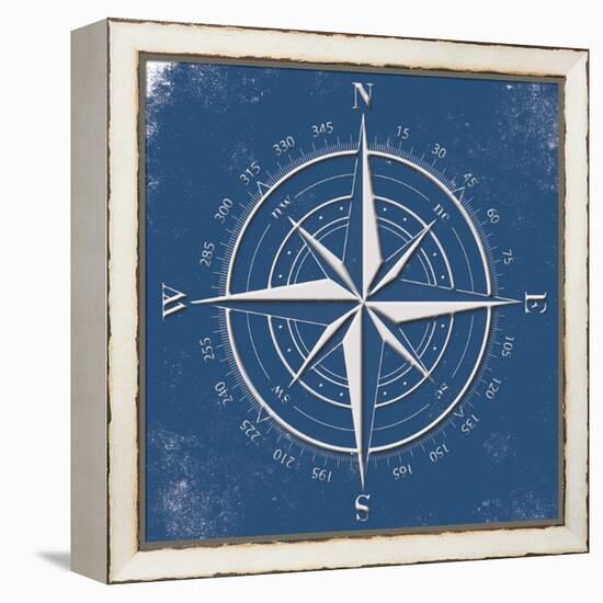 Coastal Pop Compass-Jace Grey-Framed Stretched Canvas