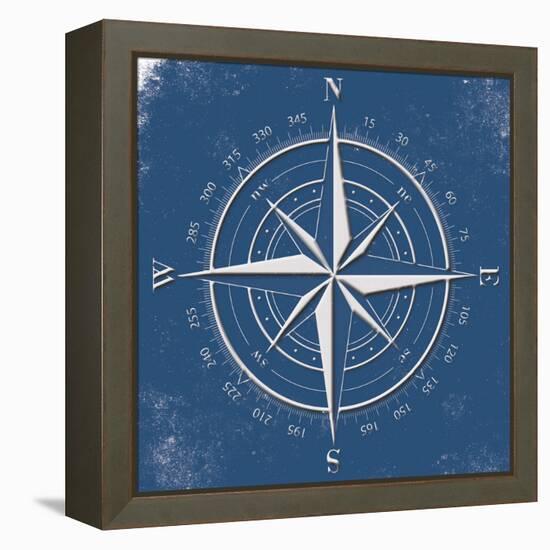 Coastal Pop Compass-Jace Grey-Framed Stretched Canvas